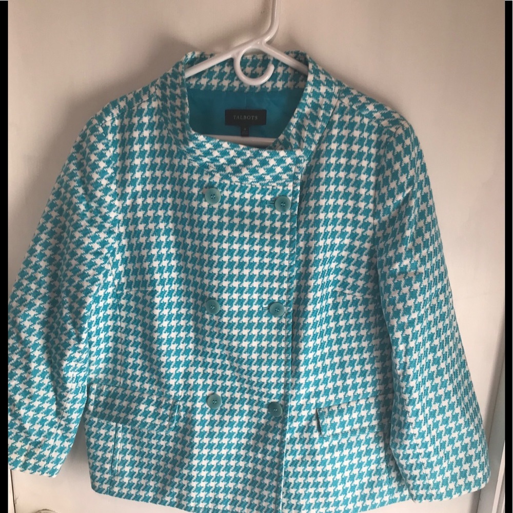 Blue and white Chevron dress jacket